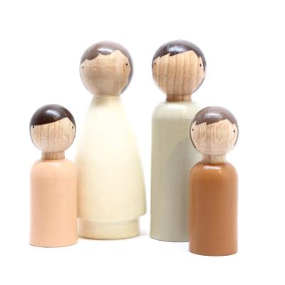 China Mini Educational Toys Paintable Birchwood Doll People Wood Peg Dolls for sale