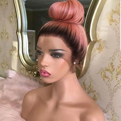 China Wholesale Price Straight 10A Grade Straight Lace Front Wig 130% Density Ombre Human Hair Pink Swiss Brazilian Hair Wigs for sale