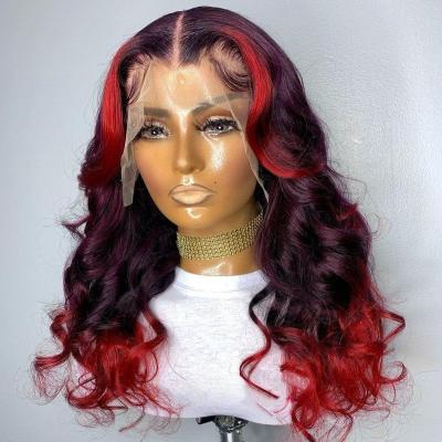 China Wave Front Lace Human Hair Wigs For Colored Women, Brazilian Virgin Human Hair Wholesale Ombre Body Wave Transparent Lace Front Wig for sale