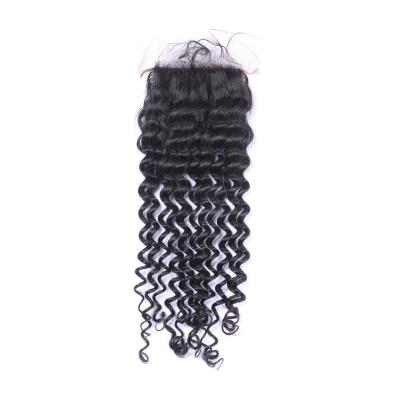 China ALL Zhensili Deep Curly Closure 130%150% Cuticle 180%density Aligned Virgin Human Hair HD Virgin Swiss Lace Closures for sale