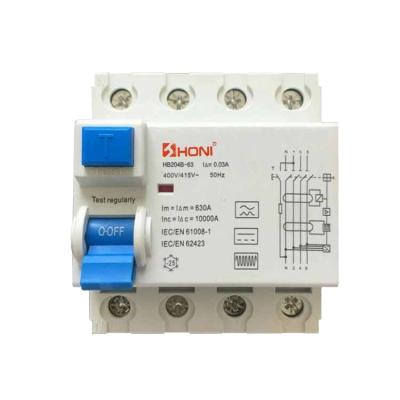 China B Type Residual Current Circuit Breaker 4 Pole 63A 30ma B 2P 4P ELCB/RCD/RCCB/RCBO for sale