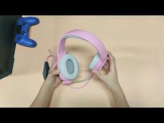 50mm Speaker Headphone Pink Headset Wiht Iron-Mask And Mic-Mute