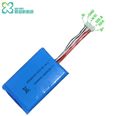 China Medical Equipment Customized Battery 635080 7.4V Pack 3000mAh With Fuel Gauge For Medical Equipment for sale