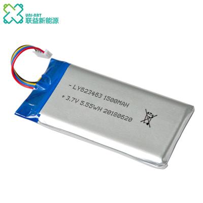 China Customized Medical Equipment Battery 3.7V 623463 1500mAh Grade A Package With HDQ Transmission Protocol For Medical Devices for sale