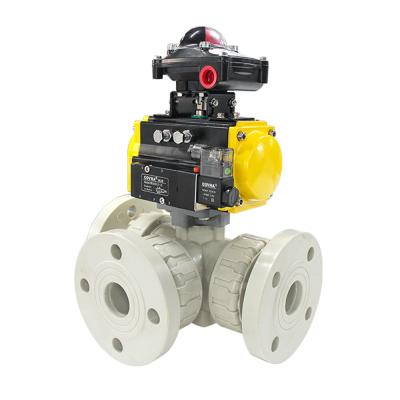 China General COVNA PVC Double Union Three Way Pneumatic Clamp Ball for sale