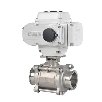 China COVNA HK60-Q-3PS-K 3PC SS304 SS316 General Sanitary Tri Flange Electric Ball Valve for sale