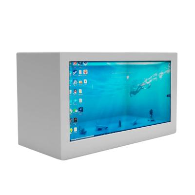 China 32 Inch Indoor Transparent Product Advertising Screen With Cabinet Showcase FY3D-T-32 for sale