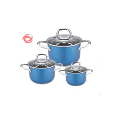 China Sustainable Price Cheap Kitchen High Quality 6Pcs Cookware Sets Stainless Steel Pots Cooking Pots for sale