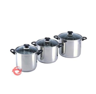 China Sustainable Stainless Steel Kitchen 6Pcs Cookware Set Cooking Pots And Filters Large Capacity Metal Pot for sale