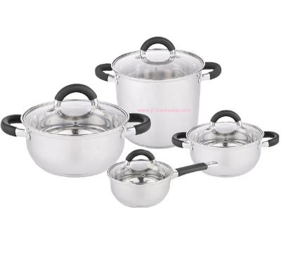 China Factory 10pcs JIALI Kitchenware Factory 10pcs Lid Induction 20 24cm Stainless Steel Glass Stock Pot Viable Casserole Silver Pot Casserole With SS Handle for sale