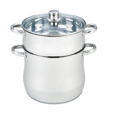 China Sustainable Premium Stainless Steel Couscous Steamer Pot Cooking Pot 2 Layer Cookware for sale