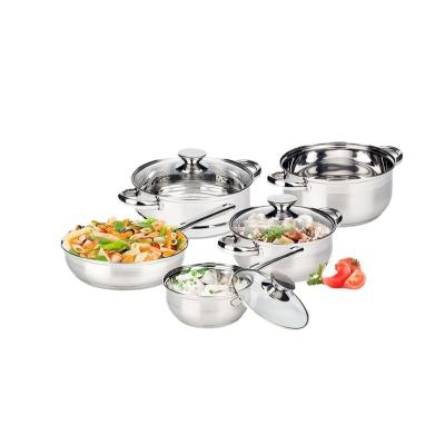 China JIALI Maker Sustainable Custom 8pcs Stainless Steel Cookware Set Induction Cooking Cook Ware Cookware Pot Set with Glass Lid for sale