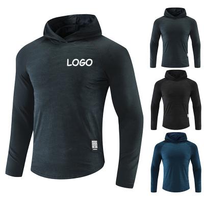 China High Quality Custom Made Anti-Wrinkle Mens Full Sleeve Hooded T-Shirts For Men Long Sleeve Sportswear Hoodie Quick Dry T-shirt for sale