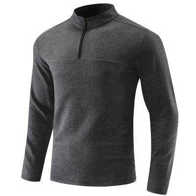 China High Quality Fitness Sporty Pullover Anti-wrinkle Half Zipper Workout Sportswear Gray Training Sweatshirts Men Sportswear for sale