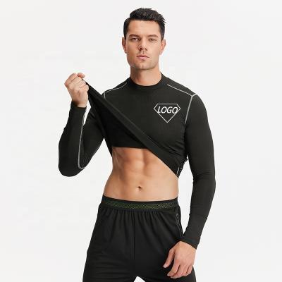 China Breathable Men Long Sleeve Gym Sports Clothing Mens Workout Solid Compression Wear Fitness T-Shirts Wholesale for sale