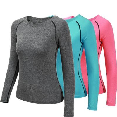 China Breathable Crop Top Workout Yoga Tops Womens Seamless Long Sleeve Yoga T-Shirts Sports Wear For Women for sale