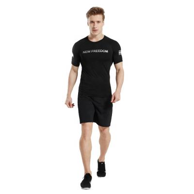 China Breathable Running Compress Two Piece Sweat Suit With Fitness T-Shirts And Shorts Sets For Men for sale