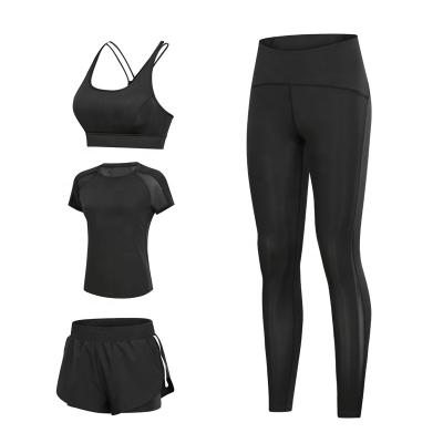 China Breathable Women's High Waisted Workout Leggings/Sports Bra For Women/Ladies Gym Wear Set Four Piece Set for sale