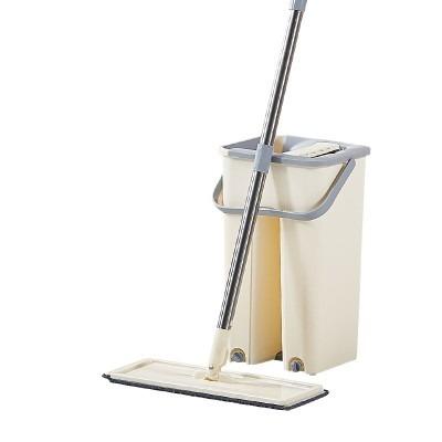 China 360 Degree Rotation Sustainable Iron Pole Handle Removable Broom For Squeeze Flat Cleaning Magic Broom With Bucket System for sale