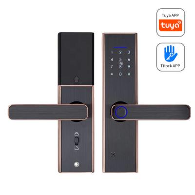 China Electronic wifi door lock deadbolt zigbee tuya main door home security apartment hotel office door lockers smart fingerprint smart handle knob for home for sale