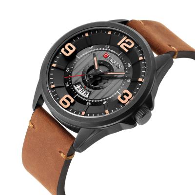 China Fashion&Casual Automatic Date Men Quartz Movement Wristwatches CURREN 8305 Leather Band Alloy Case Automatic Date for sale