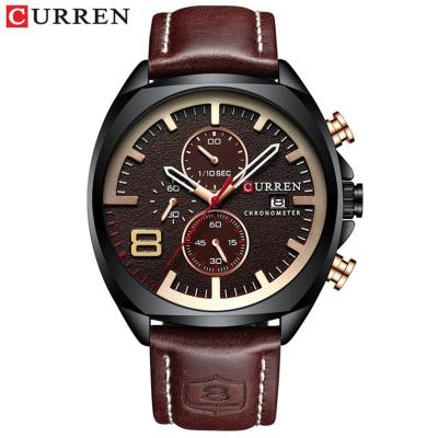 China Date Curren 8324 Automatic Men's Quartz Watches Waterproof Chronograph Luxury Watch High Quality Brand Top Leather for sale