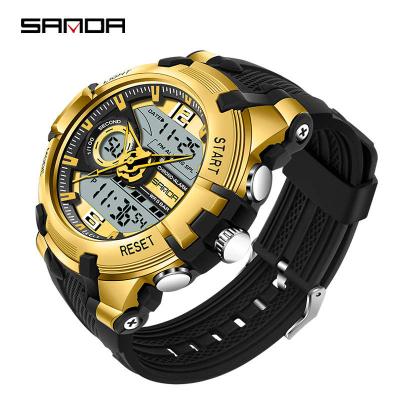 China SANDA 6015 Digital Alarm Watches For Men Sports Functional Style Watches Water Resistance Men Watches Wrist for sale