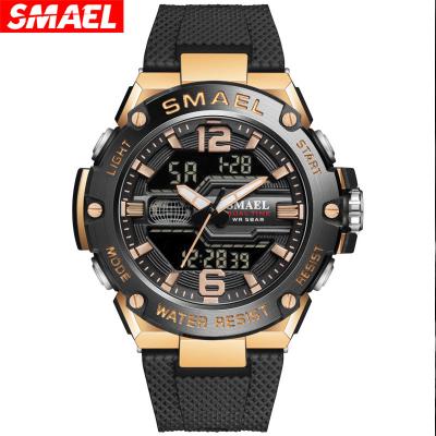 China Smael 8033 Colorful Strap Alarm Men Dual Display Wrist Watch Analog Digital Luminous Sport Hand Watch for sale