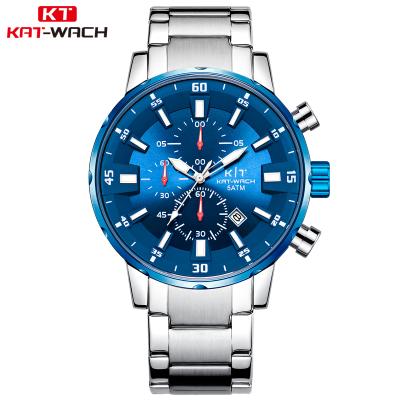 China Automatic Date KAT-WACH 3101 Business Relojes Quartz Watches Analog Chrono Water Proof Luxury Mens Watch Steel for sale