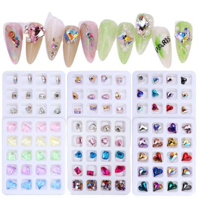 China Fashion 3D Diamond Nail Art Decorations Premium Glitter 20 Grid Packed Flakes Shiny Charms Glitter Dye Dust Decoration Manicure for sale