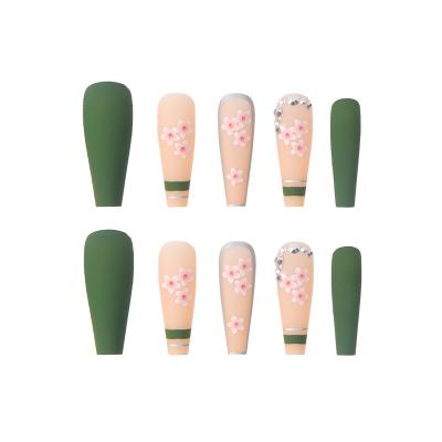 China Waterproof Ballerina Fake Nails Tips Long Full Cover Acrylic French Fashion With Glue Art Style Finger Jelly Pcs Color For Nail Art for sale