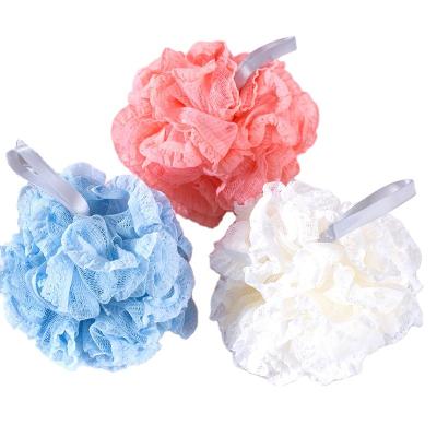 China EXFOLIATING Bath ball lace wholesale pattern exfoliating body cleaning scrub fashion style flower ball soft loofah for bathing room for sale