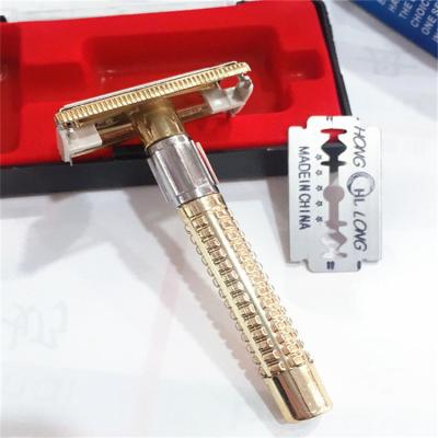 China Top Selling Twin Blade Crystal Razor Gold Plated Finish High Quality Porcelain Stainless Steel Razor Blades Handle Premium Razors Shaving 2022 for sale