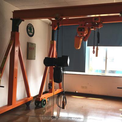 China Durable Mini Small Gantry Crane CE Certificate Height 3ton Adjustable Worm Wheel Gantry Crane With Crane Chain for sale