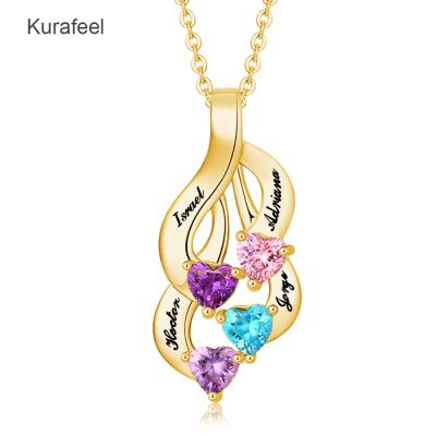 China FASHIONABLE Wholesale Original Custom 925 Mother's Family Name Jewelry 18K Silver Gold Plated Birthstone Necklace for sale