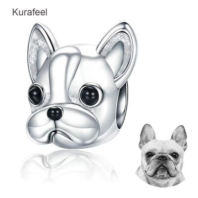 China METALS Wholesale Animal Accessories DIY Designer Trace Custom 925 Sterling Silver French Bulldog Dog Pet Beaded for sale