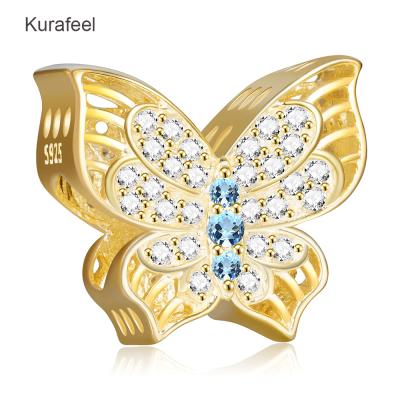 China METALS Fashion Ladies Girls Jewelry Butterfly S925 Pendant Silver Plated 18K Gold Butterfly Necklace Accessories for sale