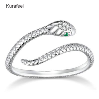 China FASHIONABLE Luxury Design Jewelry Silver High Quality Snake Form Zircon 925 Sterling Silver Women Birthday Party Ring for sale