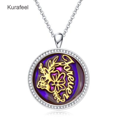 China FASHIONABLE wholesale personalized custom around flower epoxy name rhinestone photo frame necklace factory stone inlaid pendant necklace for sale