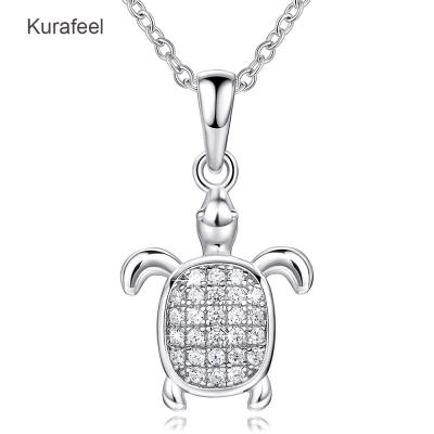 China CLASSIC Factory Jewelry Wholesale Custom High Quality Silver Tortoise Shape Zircon 925 Sterling Silver Women Necklace for sale