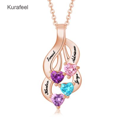 China FASHIONABLE Original Custom Home Birthstone Design Female Clavicle 925 Silver Rose Gold Stone Inscription Necklace Accessories for sale