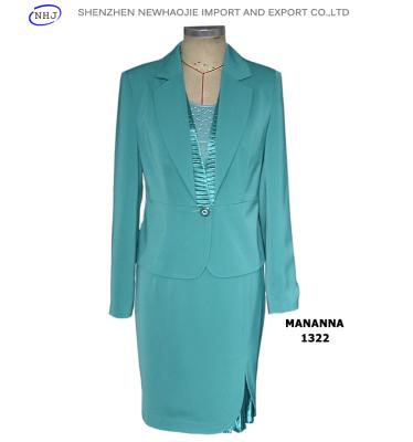 China Lake blue women suit models with a-line skirt for sale