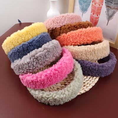 China 2021designer Head Bands Fashion Soft Luxury Autumn Winter Teddy Curly Plush Fur Hair Band Women Headband for sale