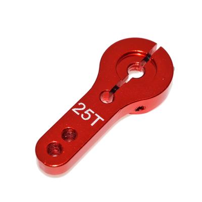 China Okystar Toy Parts Accessories CNC Aluminum RC Tools 25T M3 Metal Arm Red Blue Servo Horn for sale