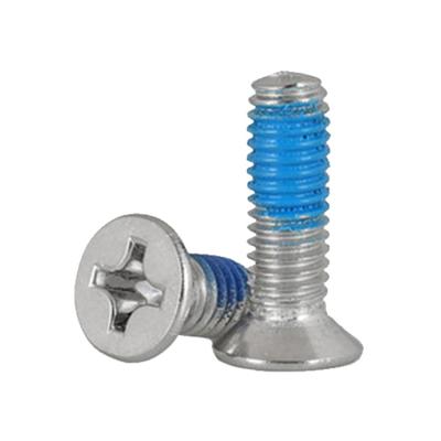 China M2M2.5M3M4M5 Countersunk Glued Anti-loose Screw Blue Flat Head Countersunk Glue Head Cross Screw for sale