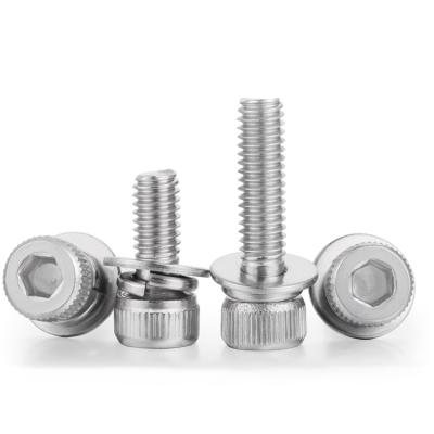 China NICKEL M4 Stainless Steel Hex Socket Pan Head Screws Cylindrical Head Screw Spring Washer for sale