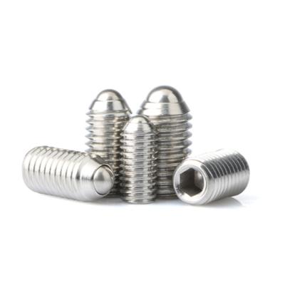 China HEX 304 Stainless Steel Wave Bead Screw Setting Bead Recess Ball Steel Ball Spring Plunger Head Tied Machine Screw for sale