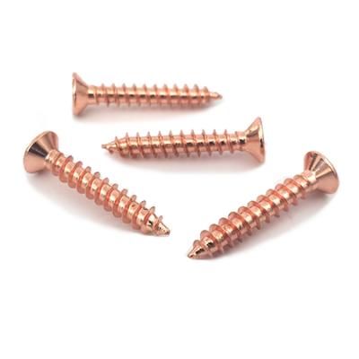 China Pan Gold Countersunk Self Tapping Screw Rose Gold Cross Flat Head Wood Screw Plus Hard Pointed Shank Small Screw M2M3M4M5 for sale