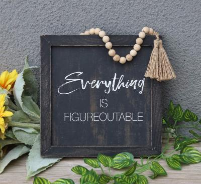 China Europe Wood Framed Wall Sign Wooden Sign Figureoutable With Wooden Bead String Hanger for sale