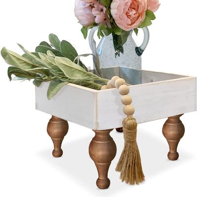 China Home Office Decoration Plant Pot Lift Countertop Centerpiece Pedestal Farmhouse Tray Riser Wood for sale